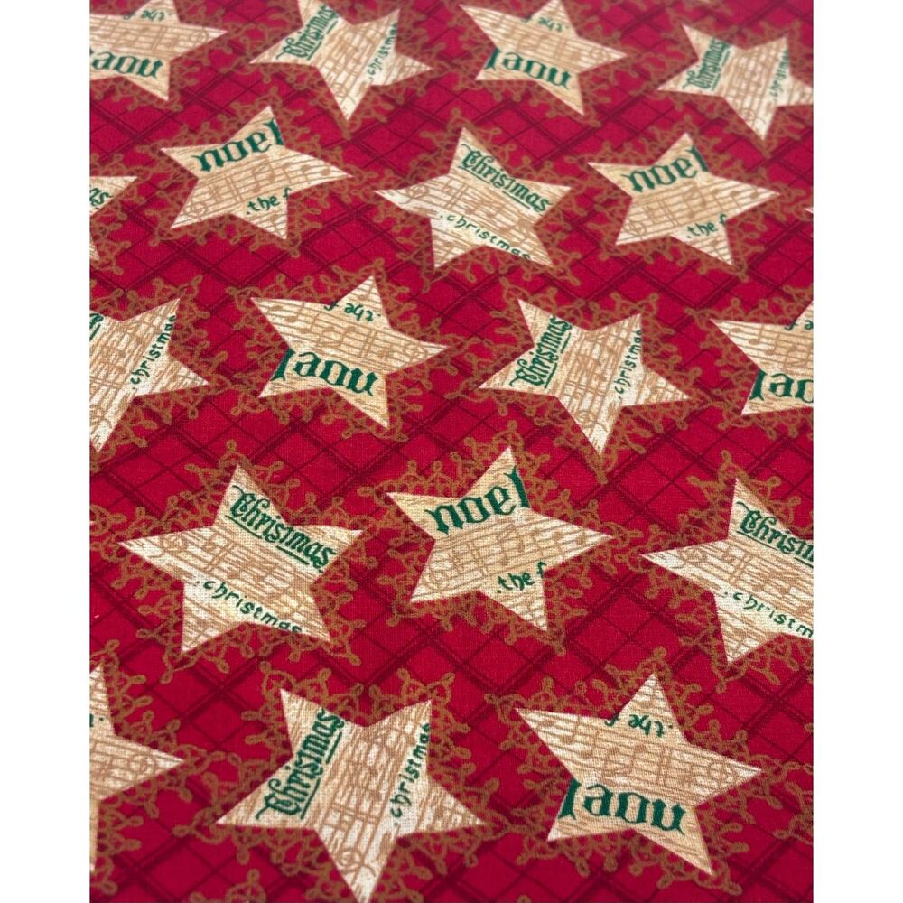 Vintage Noel Christmas Musical Stars Cotton Fabric 58"L x 42"W
